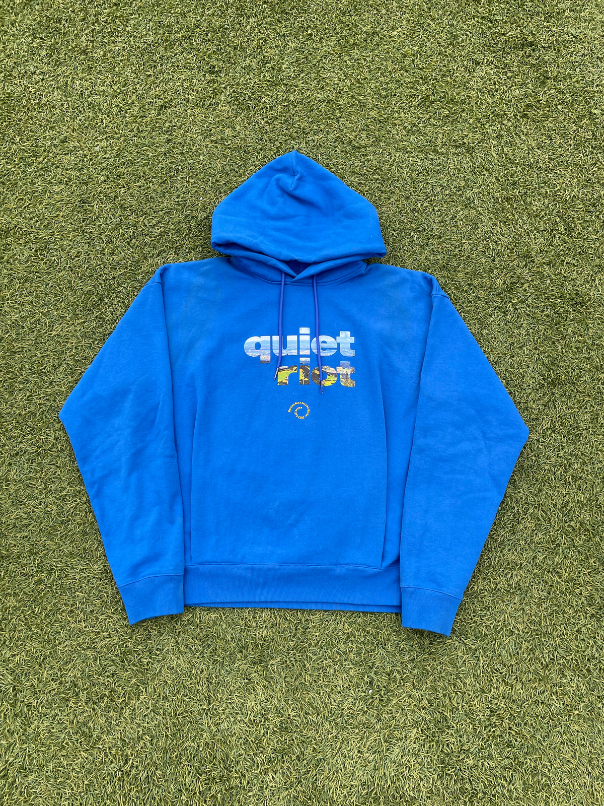 AW21 Martine Rose Quiet Riot Blue Hoodie