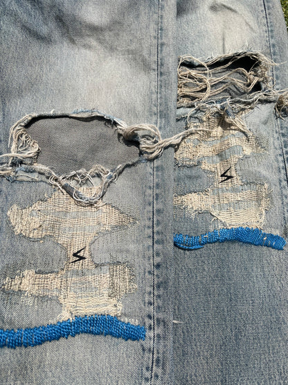 SS10 Undercover 68 Blue Yarn Distressed Denim