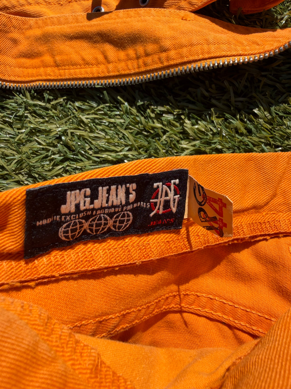 1990s Jean Paul Gaultier Orange Convertible Belt Zipper Denim
