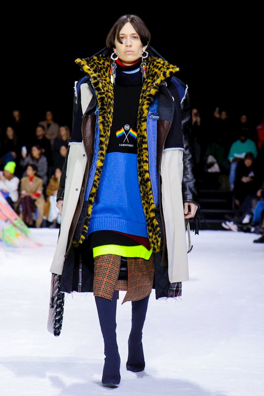 AW18 Balenciaga 7 Layer Hybrid Leather Leopard Fur Trench Coat