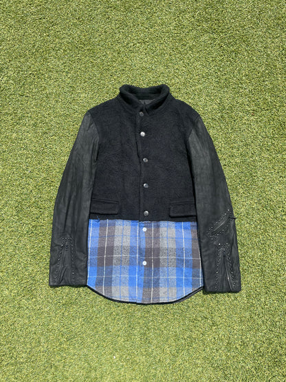 AW05 “The High Streets” - Number (N)ine Hybrid Leather Studded Sleeve Wool Jacket