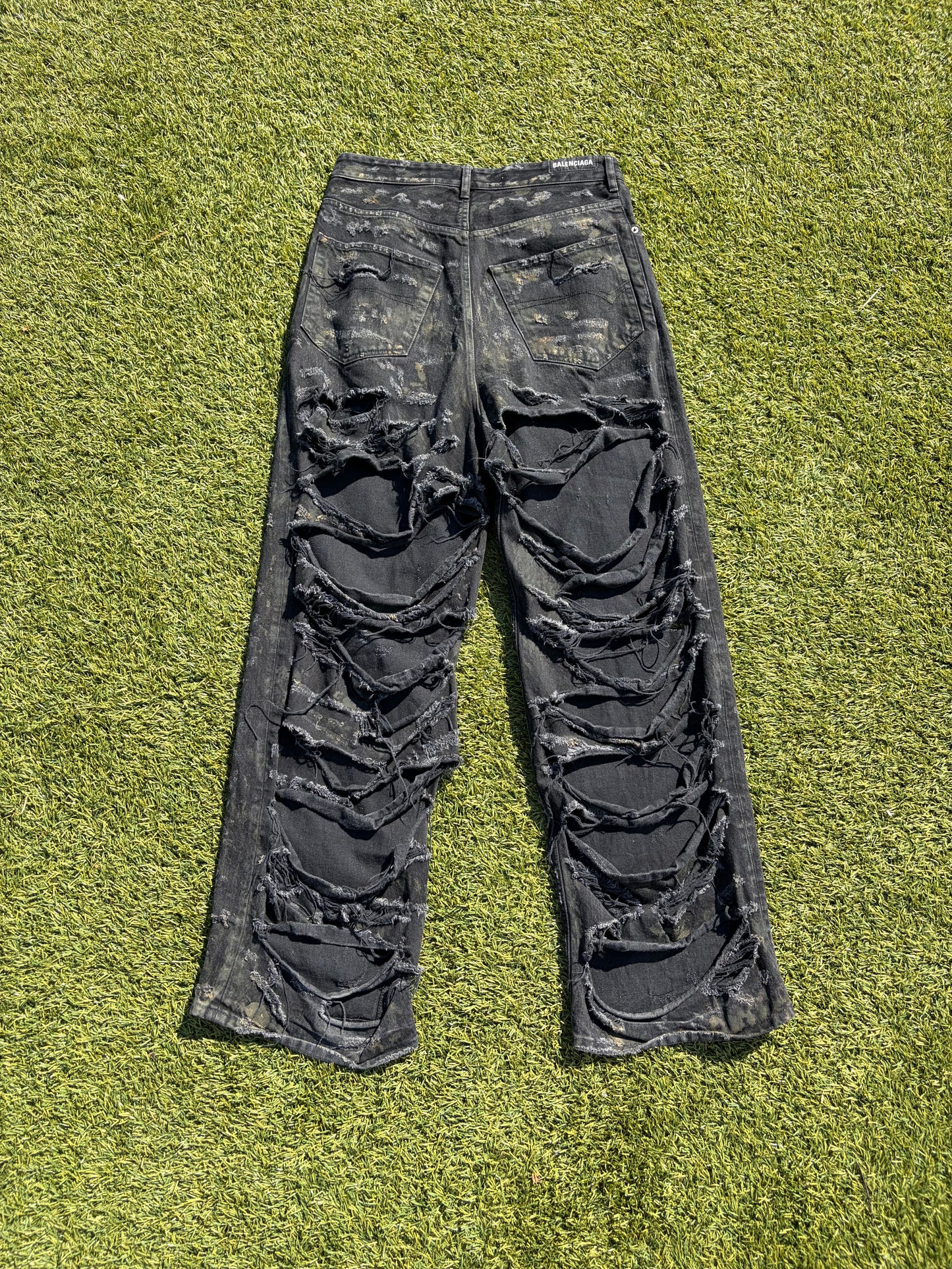 SS23 Balenciaga Distressed Destroyed Mudwash Denim