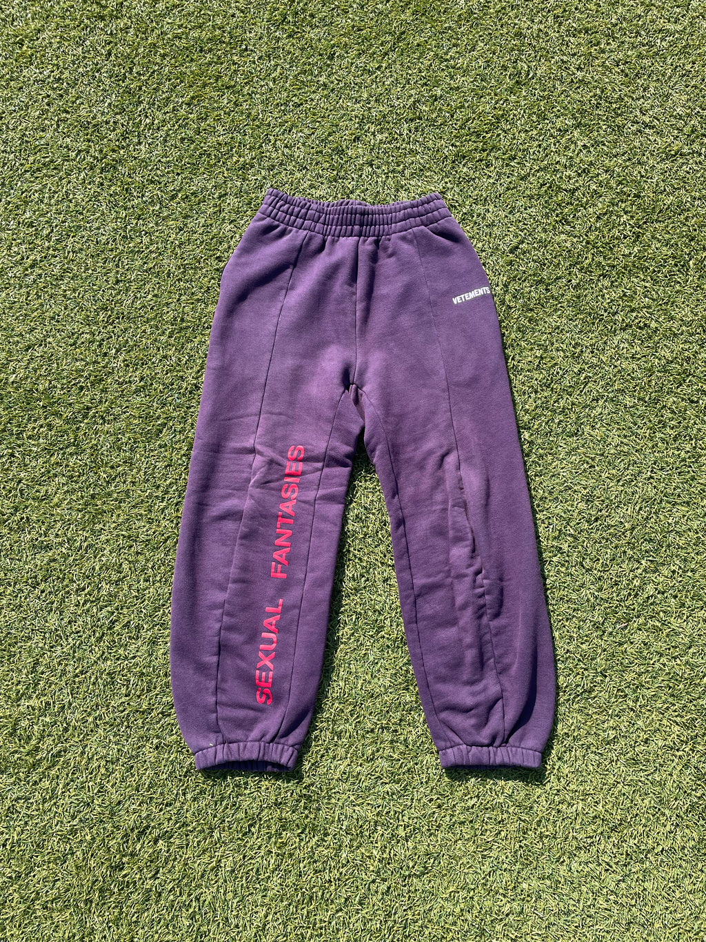 AW17 Vetements “Sexual Fantasies” Reconstructed Purple Sweatpants