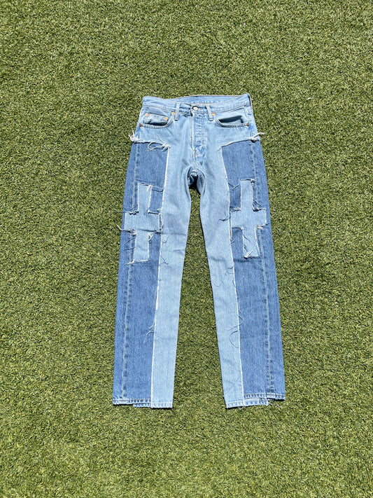 SS19 Vetements Levis Reconstructed Cross Lightwash Denim