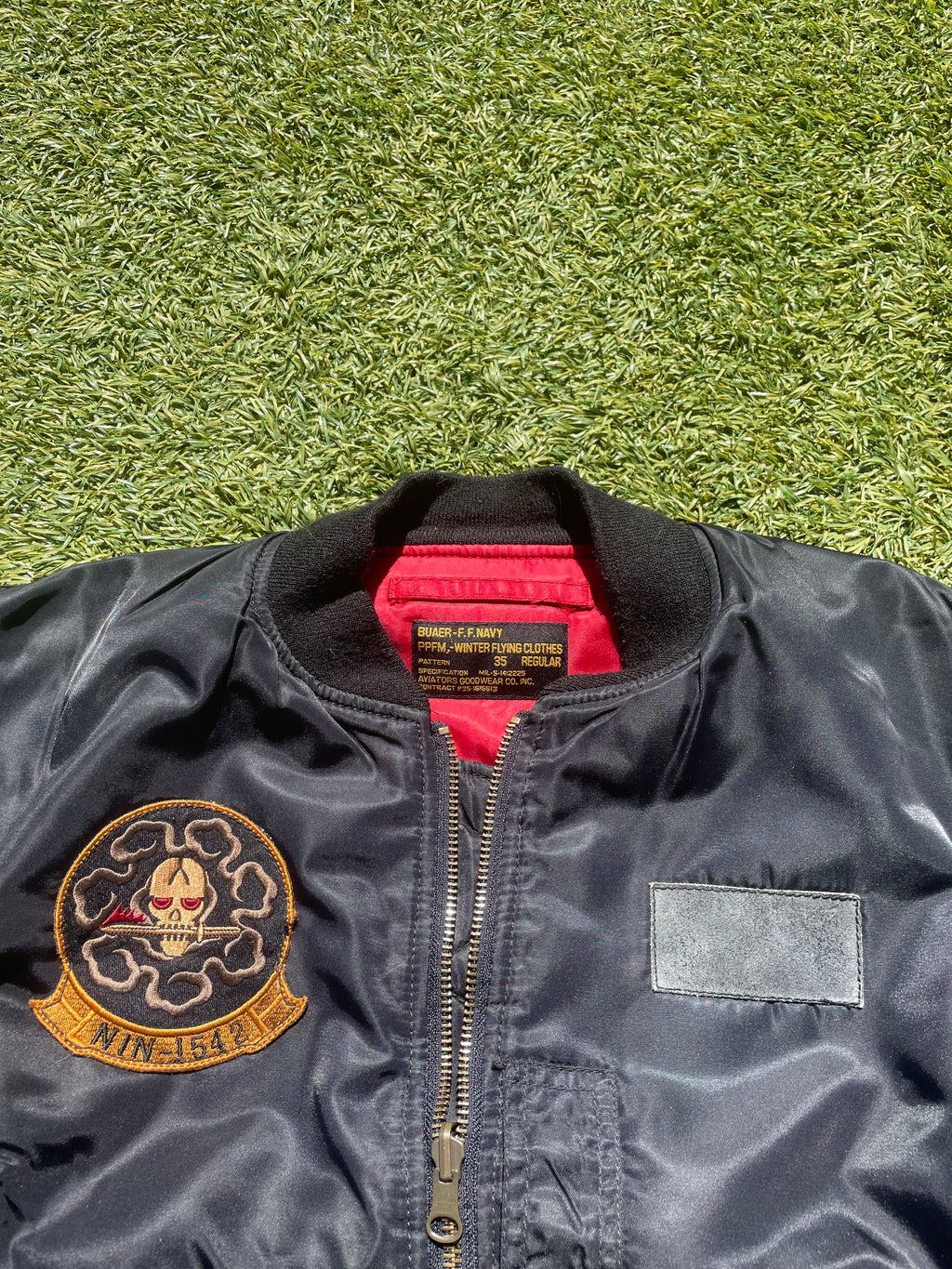 PPFM Black Military Patchwork Nylon Bomber Jacket