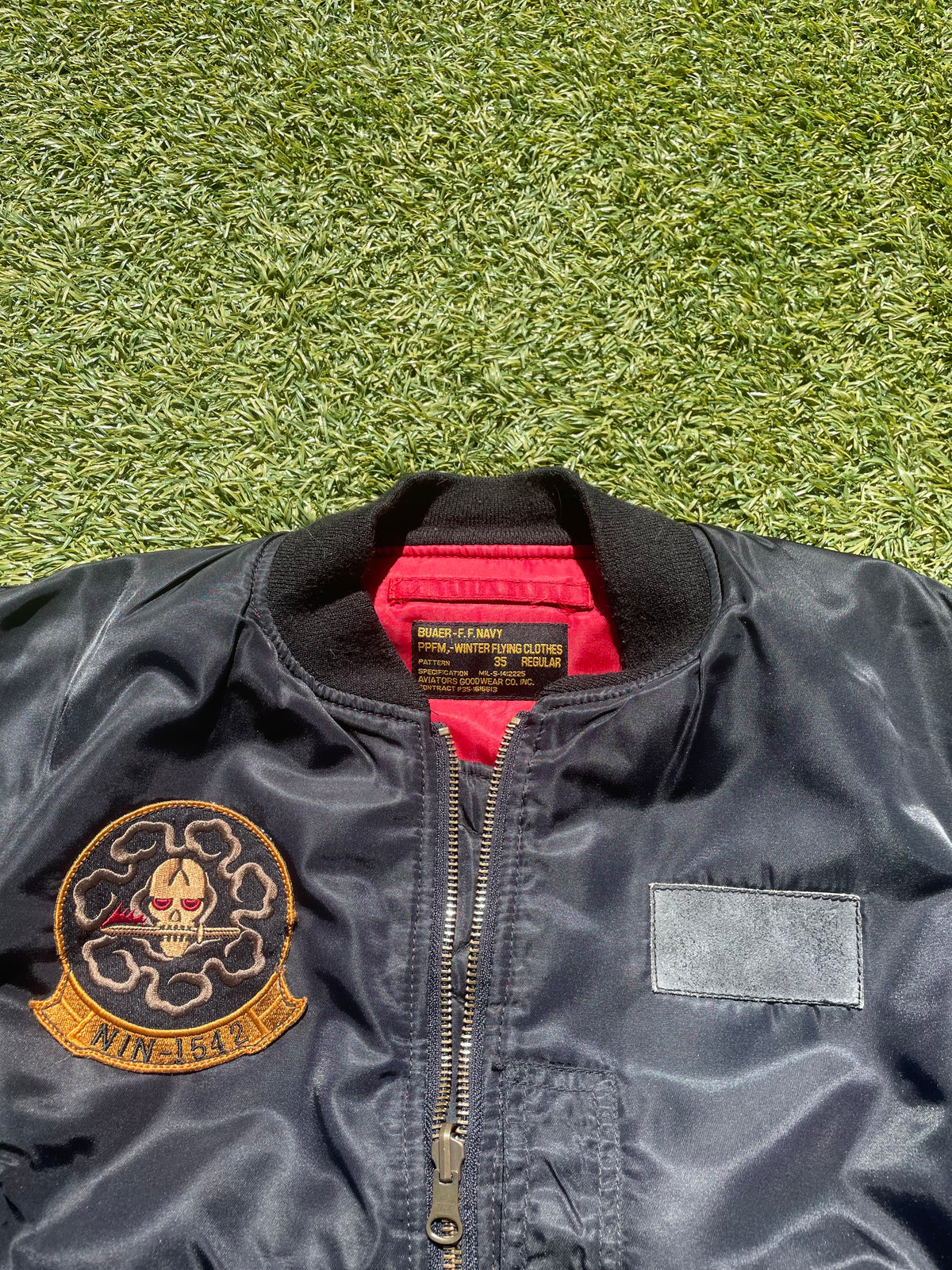 PPFM Black Military Patchwork Nylon Bomber Jacket