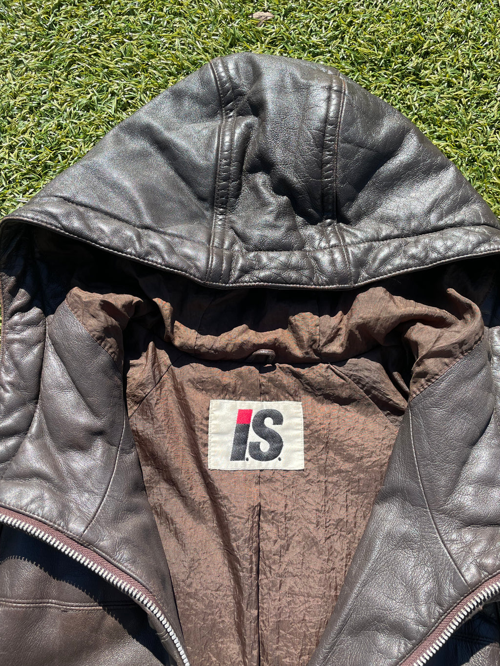 1980s Issey Miyake Sport Label Padded Brown Leather Parka Jacket