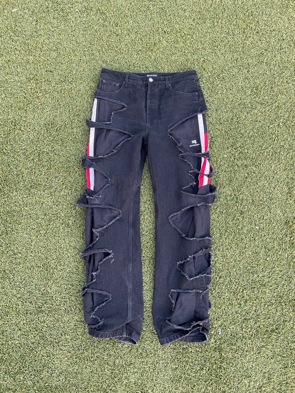 AW21 “Afterworld” - Balenciaga Slashed Sporty B Track Hybrid Denim