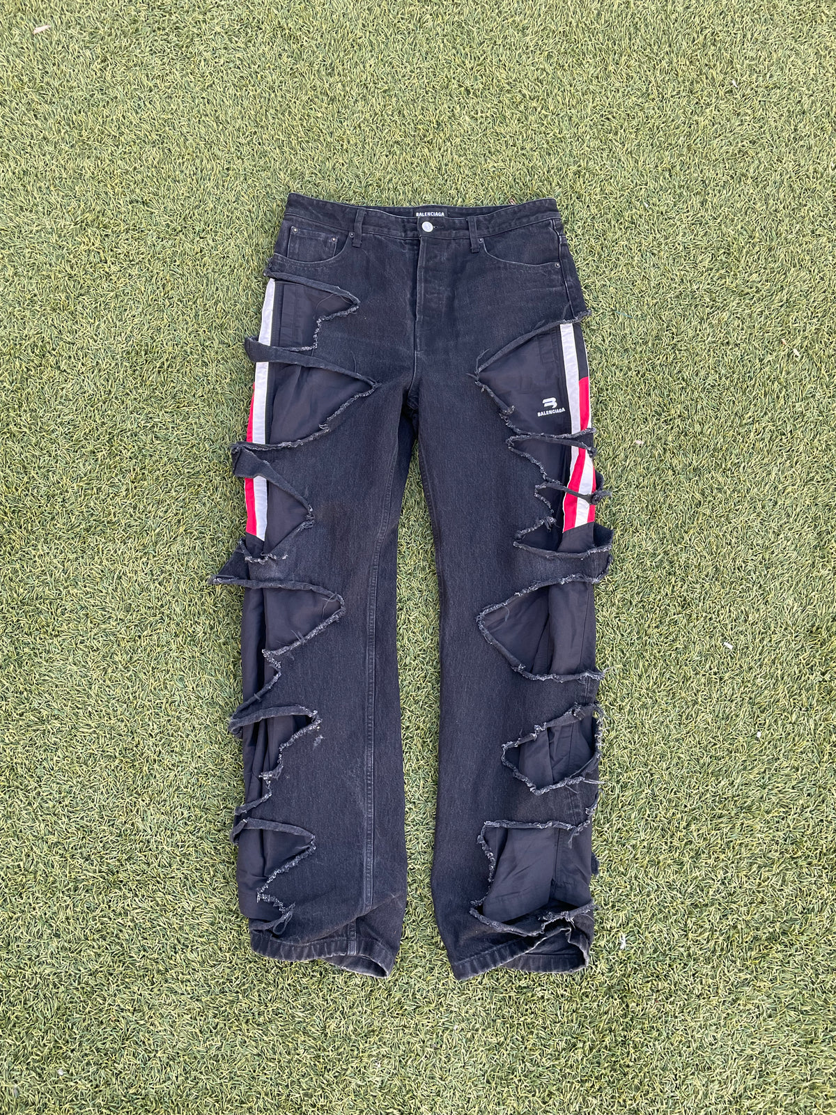 AW21 “Afterworld” - Balenciaga Slashed Sporty B Track Hybrid Denim