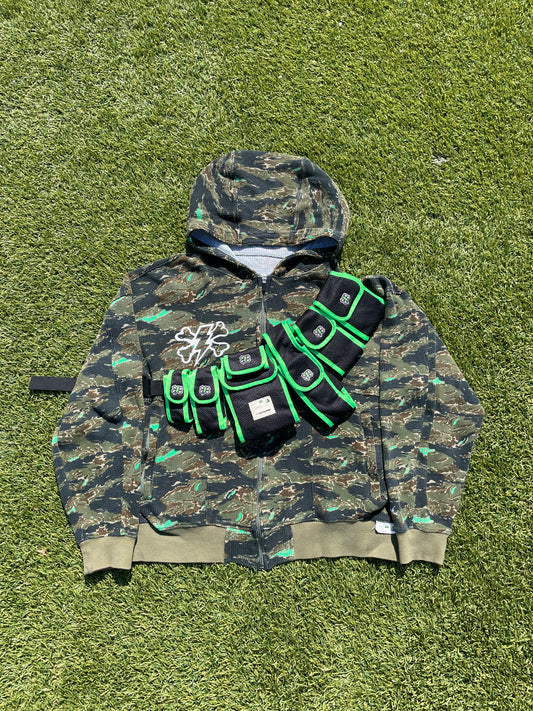 SS01 “Chaotic Discord” - Undercover Tiger Camo Zip Up Thermal Hoodie