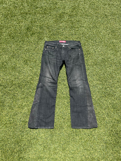 AD2012 Junya Watanabe CDG Hybrid Leather Flare Denim