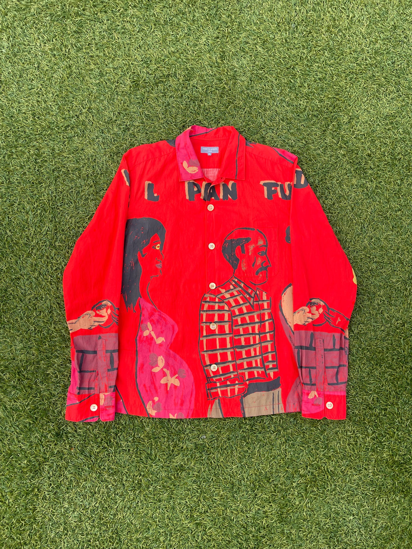 AD2002 Comme Des Garçons Cuba All Over Print Red Button Up