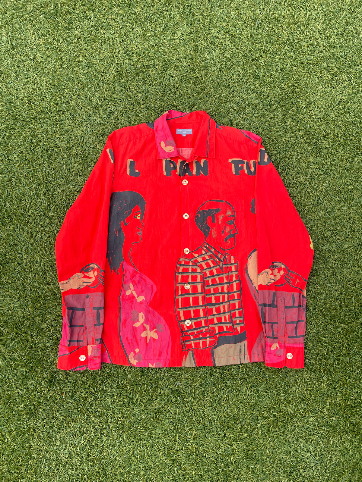 AD2002 Comme Des Garçons Cuba All Over Print Red Button Up
