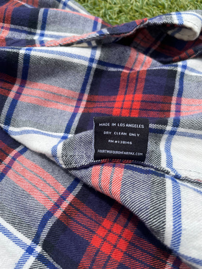 SS16 424 Red Checkered Kimono Buttonless Flannel