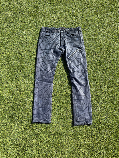 AW03 “Paperdoll” - Undercover Geometric Leather Stitch Denim