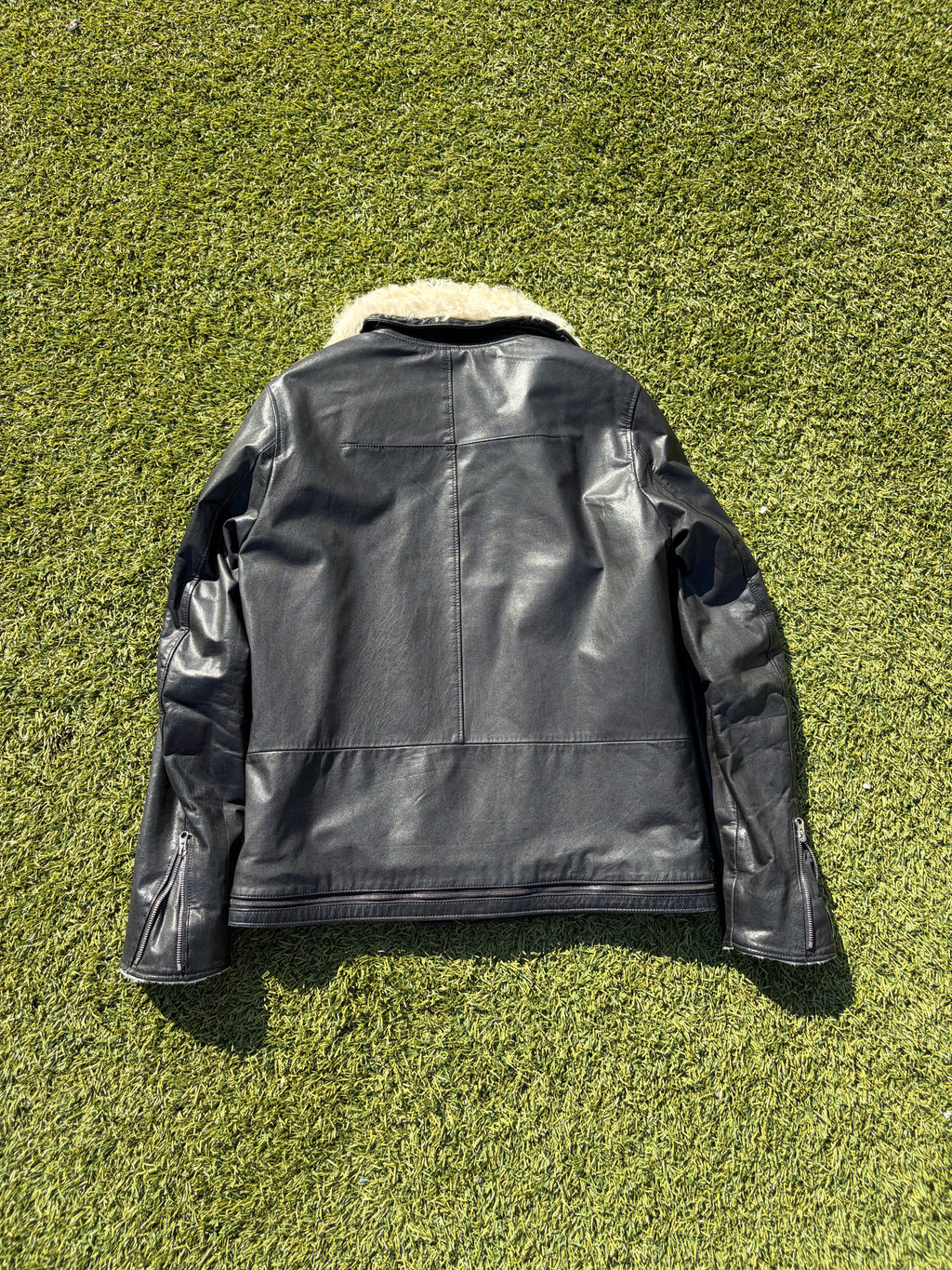 AW06 “Guruguru” - Undercover Wire Collar Horse Leather Shearling Biker Jacket