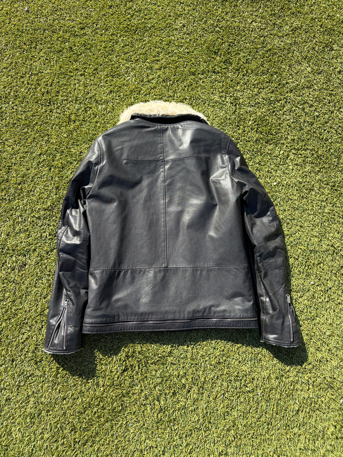 AW06 “Guruguru” - Undercover Wire Collar Horse Leather Shearling Biker Jacket