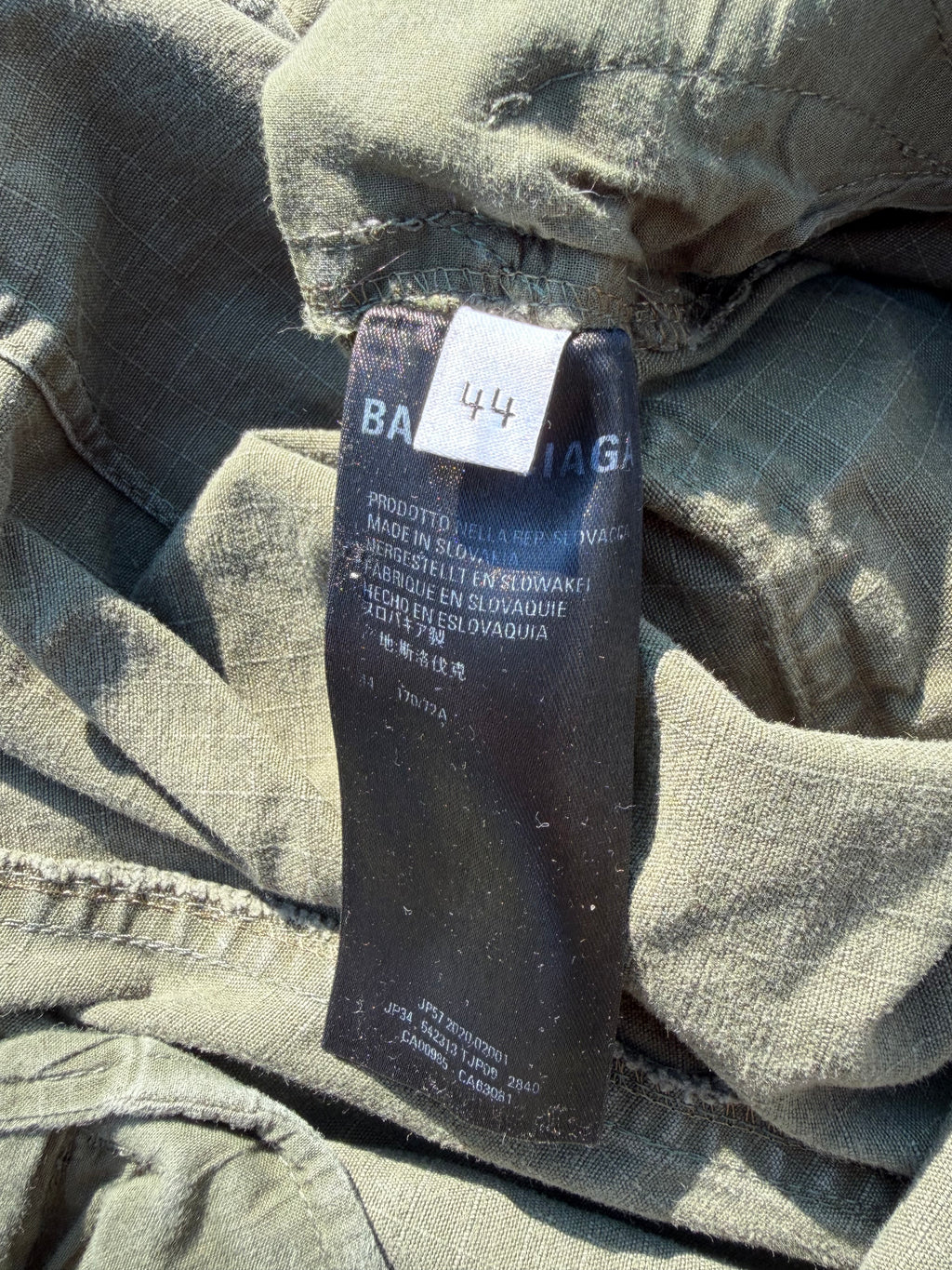 AW20 Balenciaga Convertible Multi Pocket Cargo Olive Pant