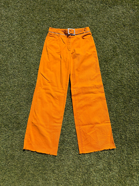 1990s Jean Paul Gaultier Orange Convertible Belt Zipper Denim