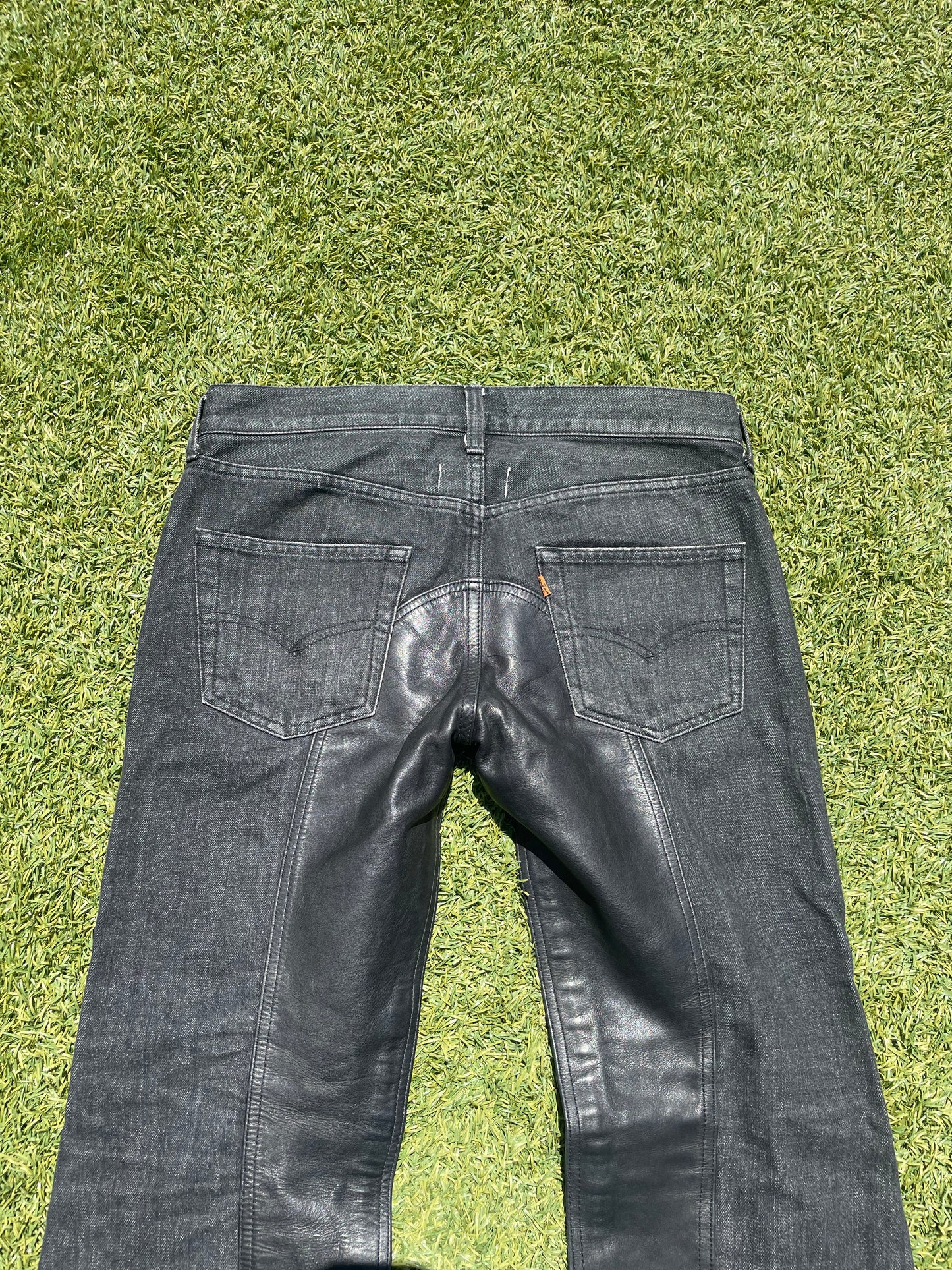 AD2012 Junya Watanabe CDG Hybrid Leather Flare Denim