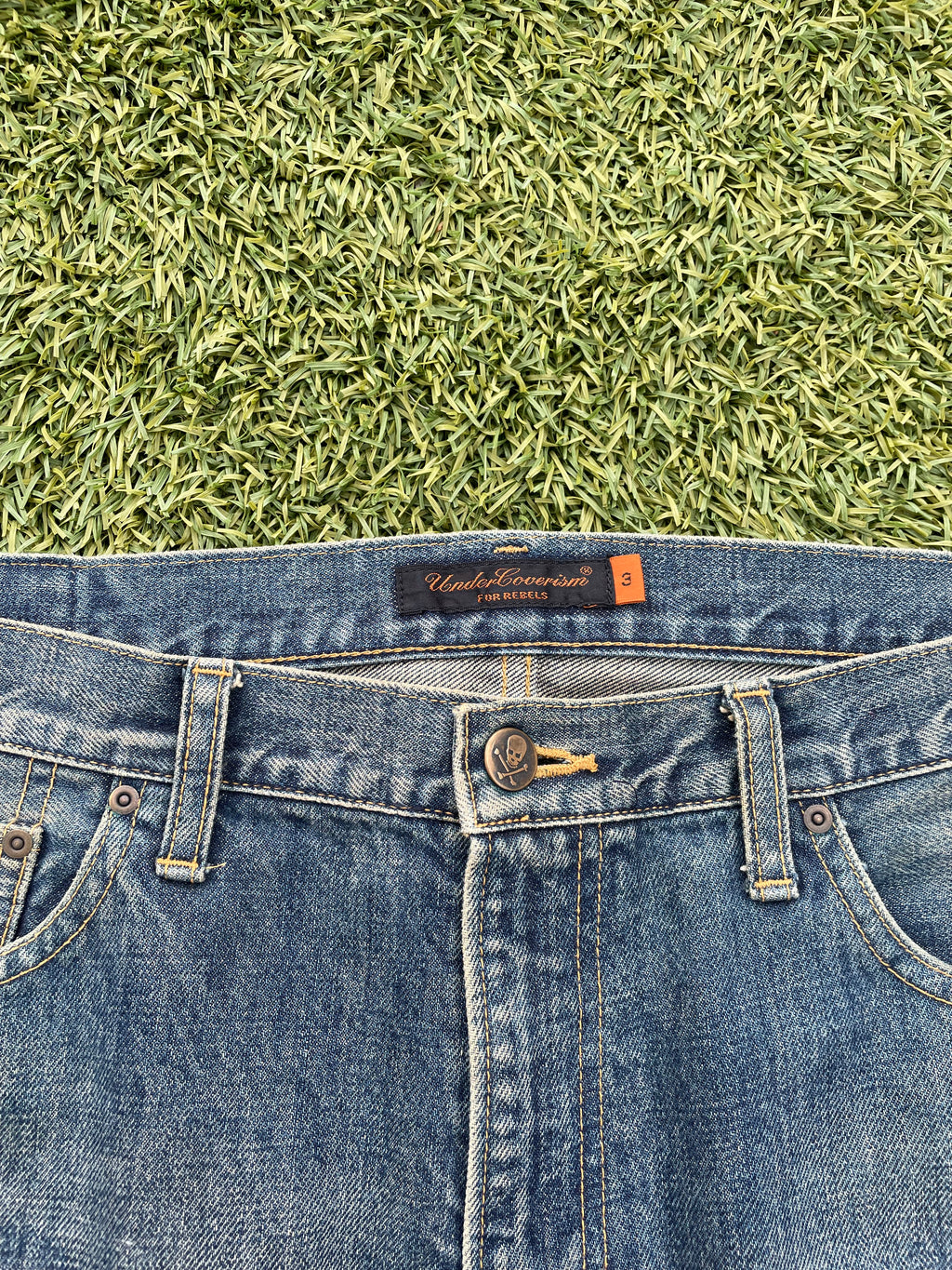 AW05 “Arts & Crafts” - Undercover Skull Distressed Indigo Denim