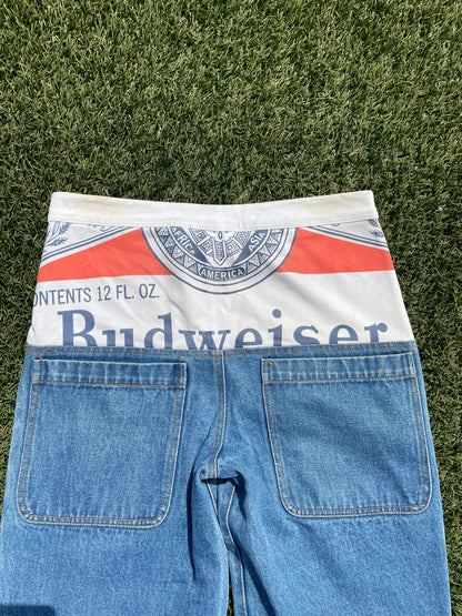 SS19 Telfar Drop Waist ‘Budweiser’ Hybrid Denim