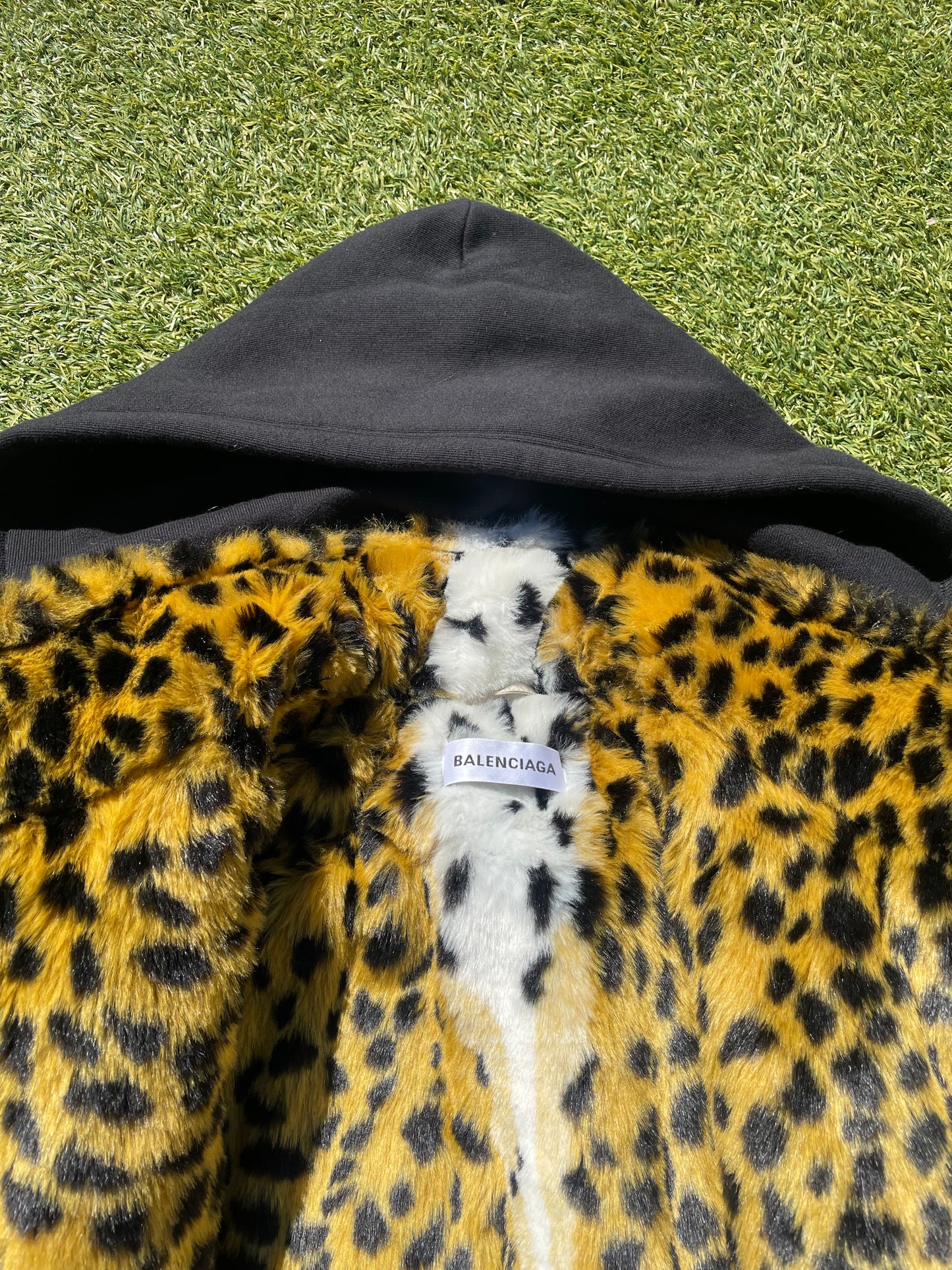 AW18 Balenciaga 7 Layer Hybrid Leather Leopard Fur Trench Coat
