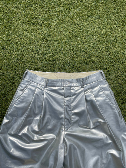 AD2018 Comme Des Garçons Homme+ Silver Foil Pleated Shorts