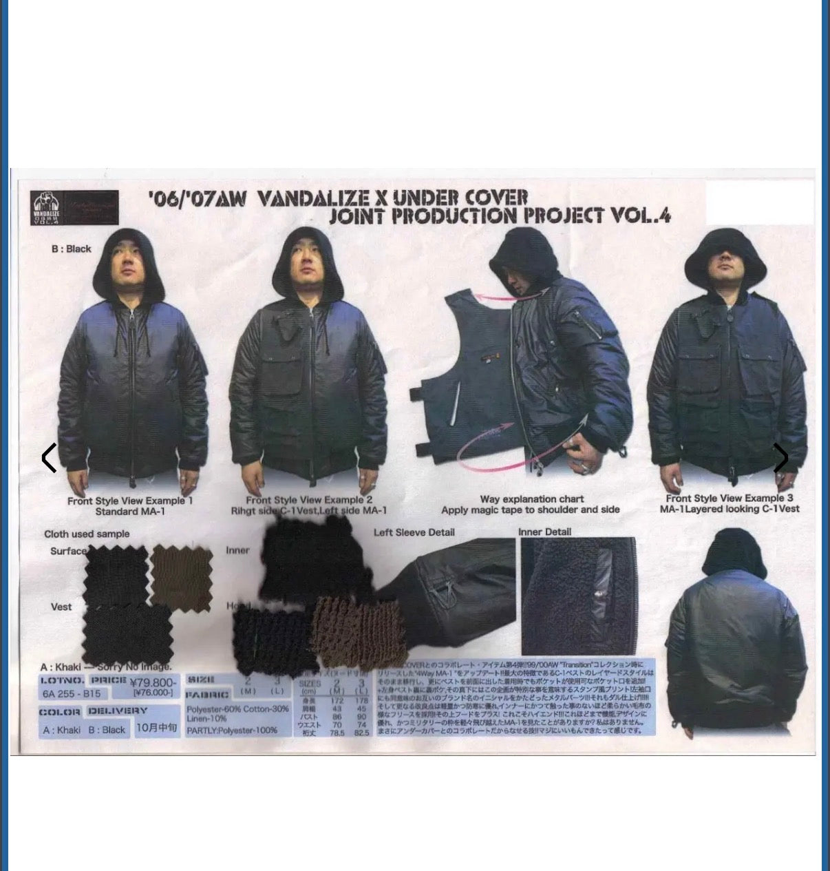 AW06/07 Undercover Vandalize Cargo Nylon Bomber Jacket