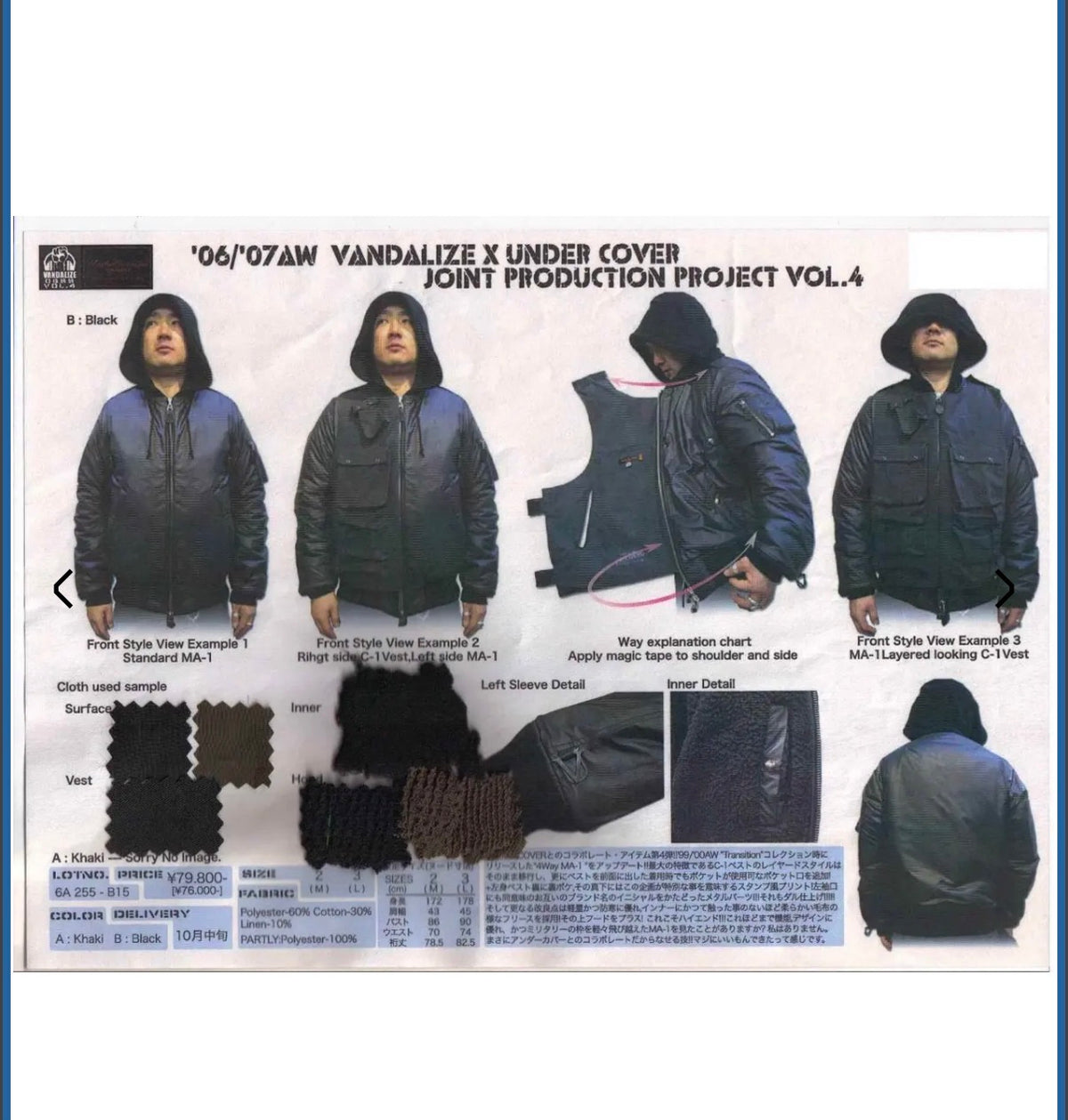 AW06/07 Undercover Vandalize Cargo Nylon Bomber Jacket