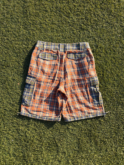 SS25 Aris Tatalovich Two Tone Plaid Wool Cargo Shorts
