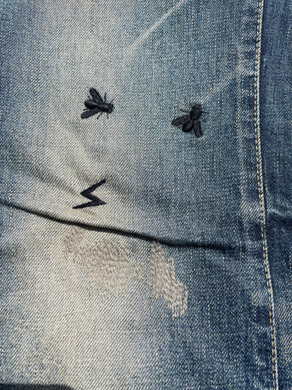 AW06 “GURUGURU” - Undercover Insects Embroidered Blue Denim