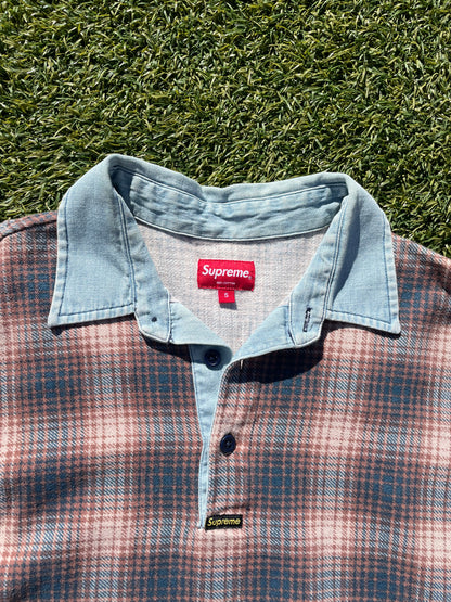 FW14 Supreme Shadow Plaid Denim Collar Rugby