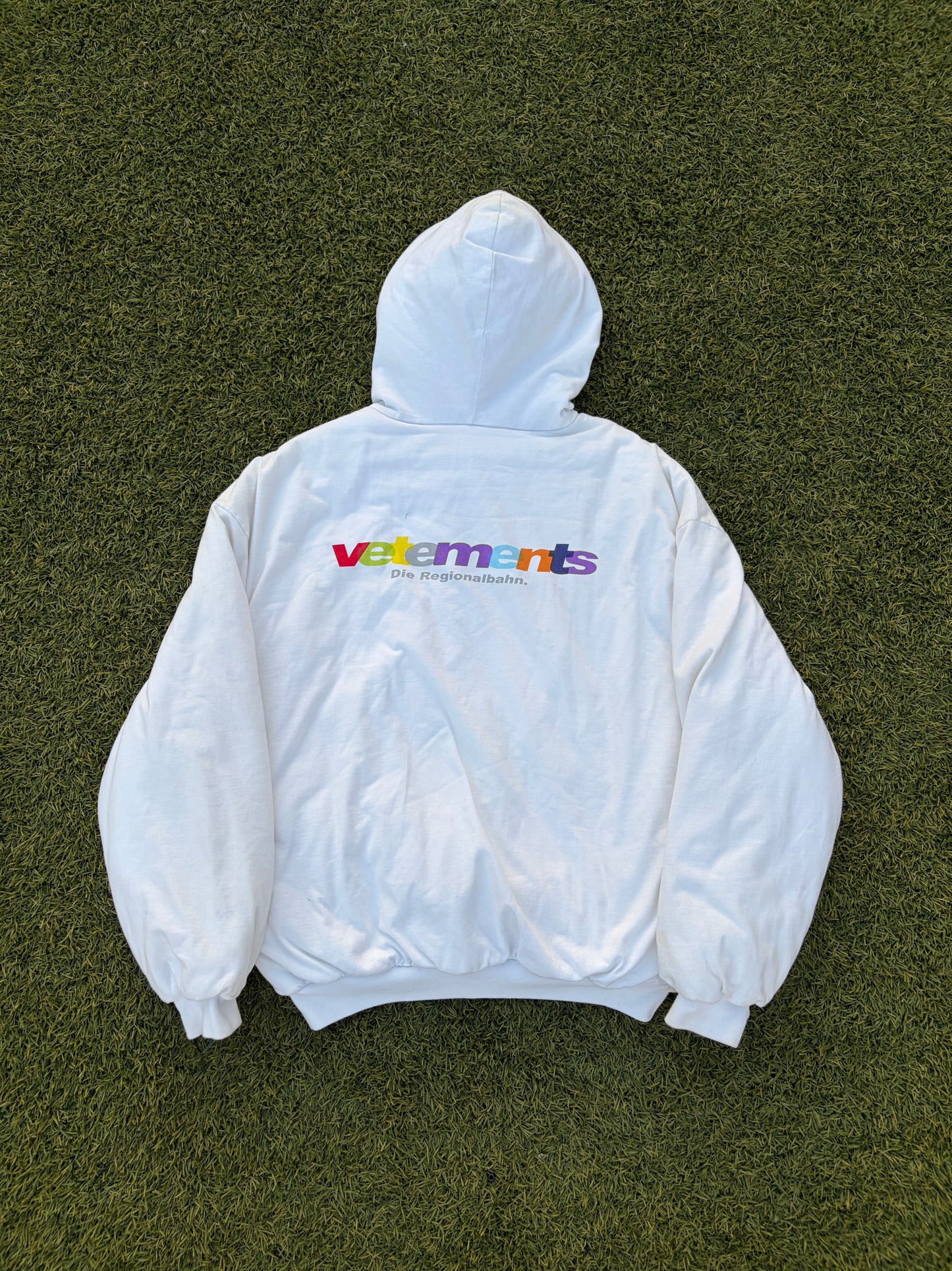 SS18 Vetements Multi-Color Logo “Die Regionalbahn” Padded Bomber Jacket