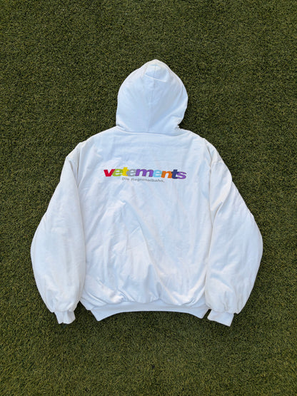 SS18 Vetements Multi-Color Logo “Die Regionalbahn” Padded Bomber Jacket
