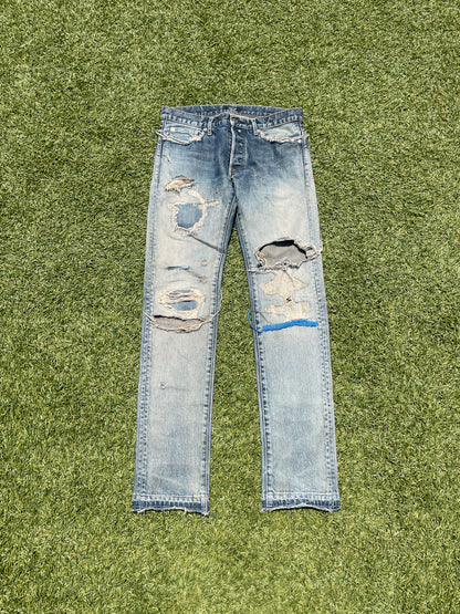 SS10 Undercover 68 Blue Yarn Distressed Denim