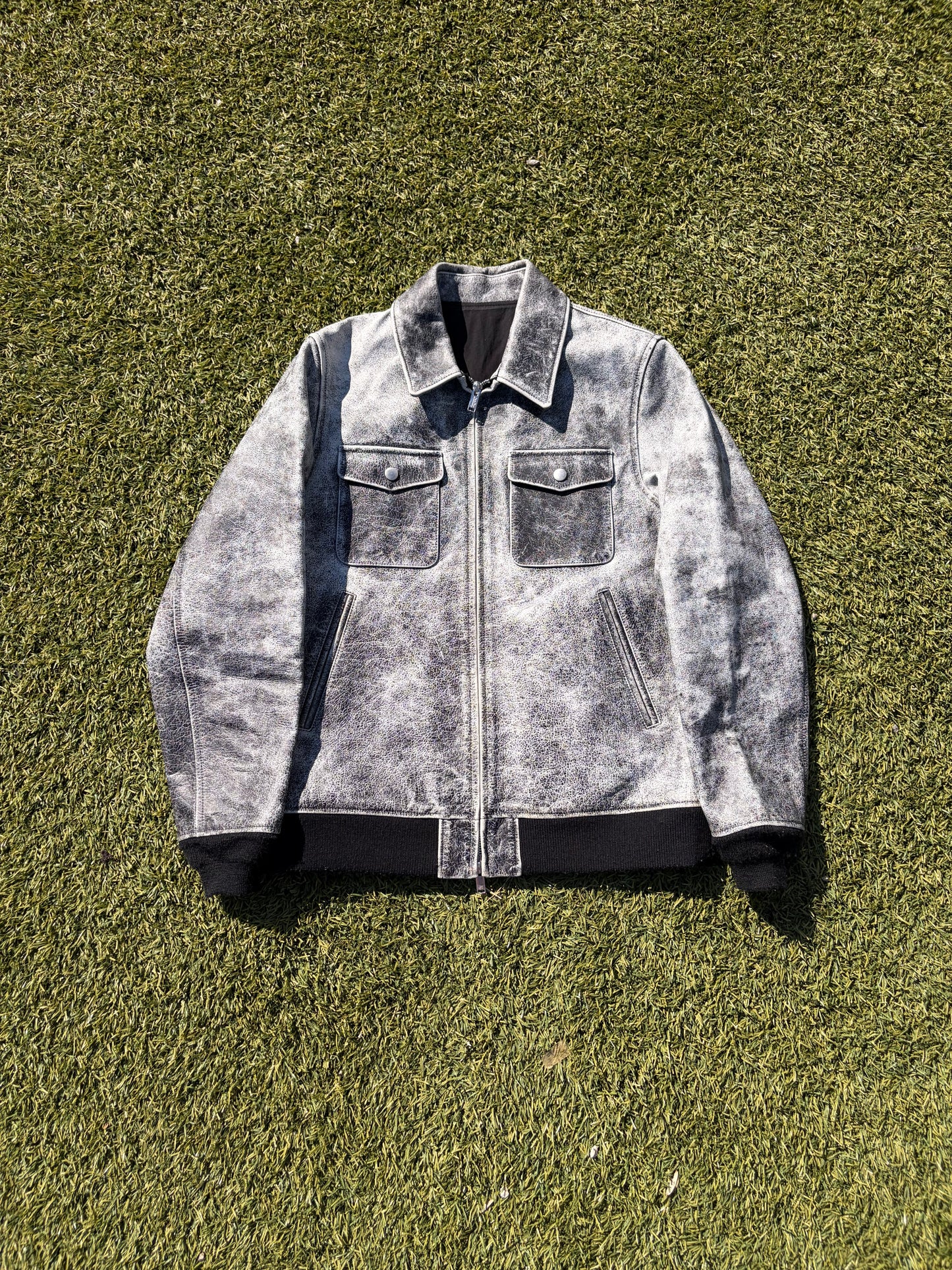 AW17 “Brainwashed Generation” - Undercover Ash Smoke Crackle Leather Jacket
