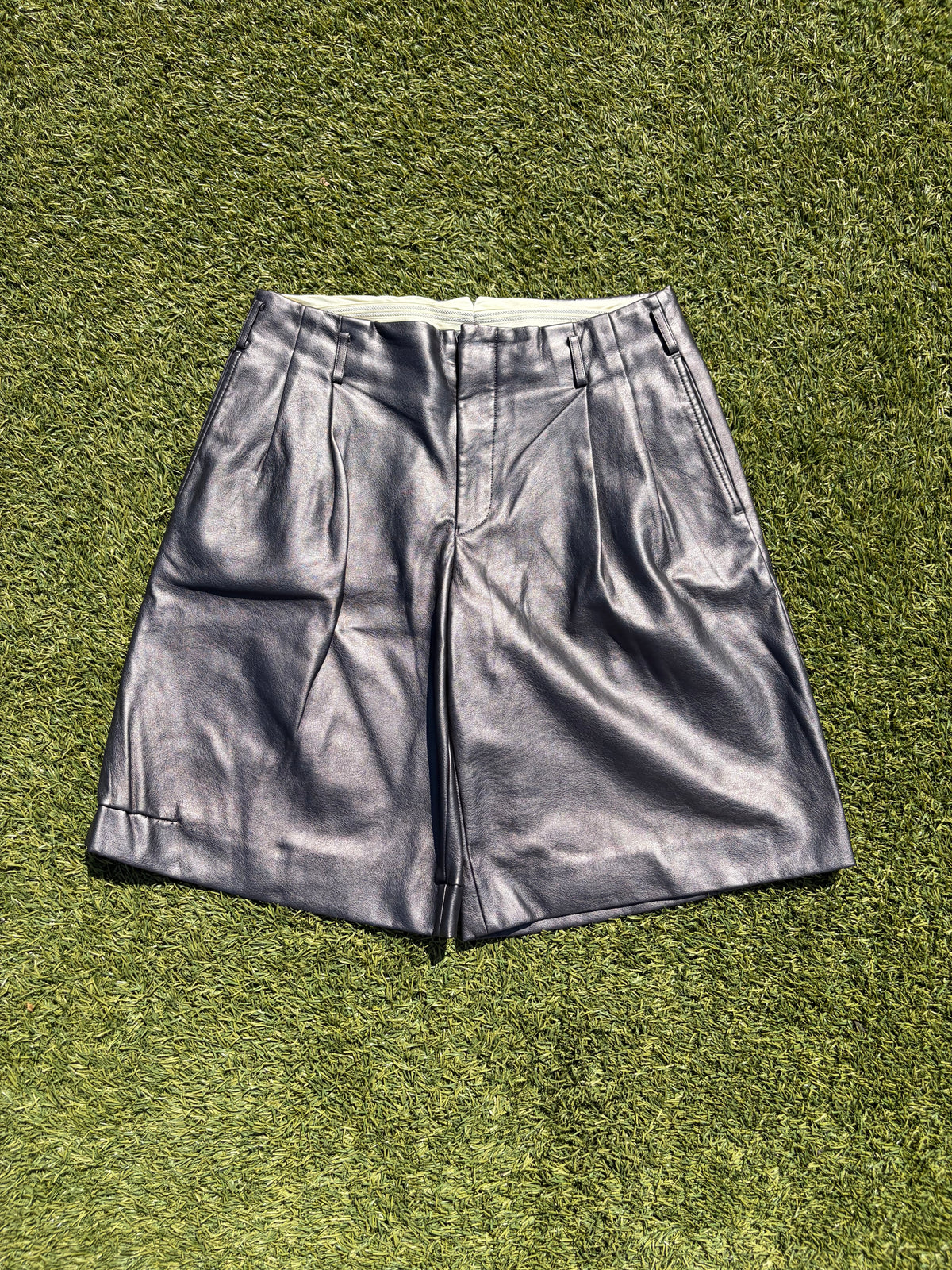 AD2020 Comme Des Garçons Leather Pleated Shorts