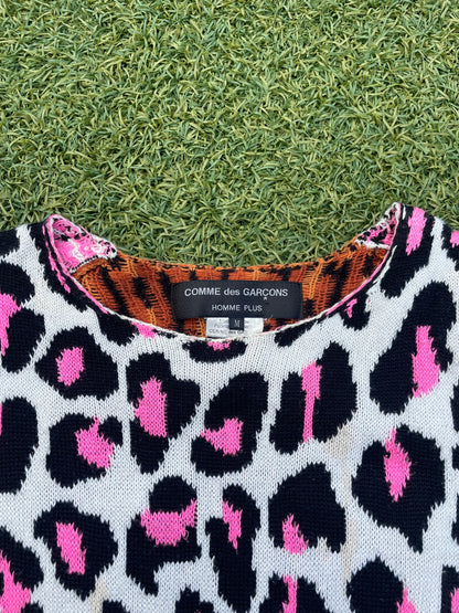 AD2017 Comme Des Garçons Multicolor Leopard Print Knit Sweater