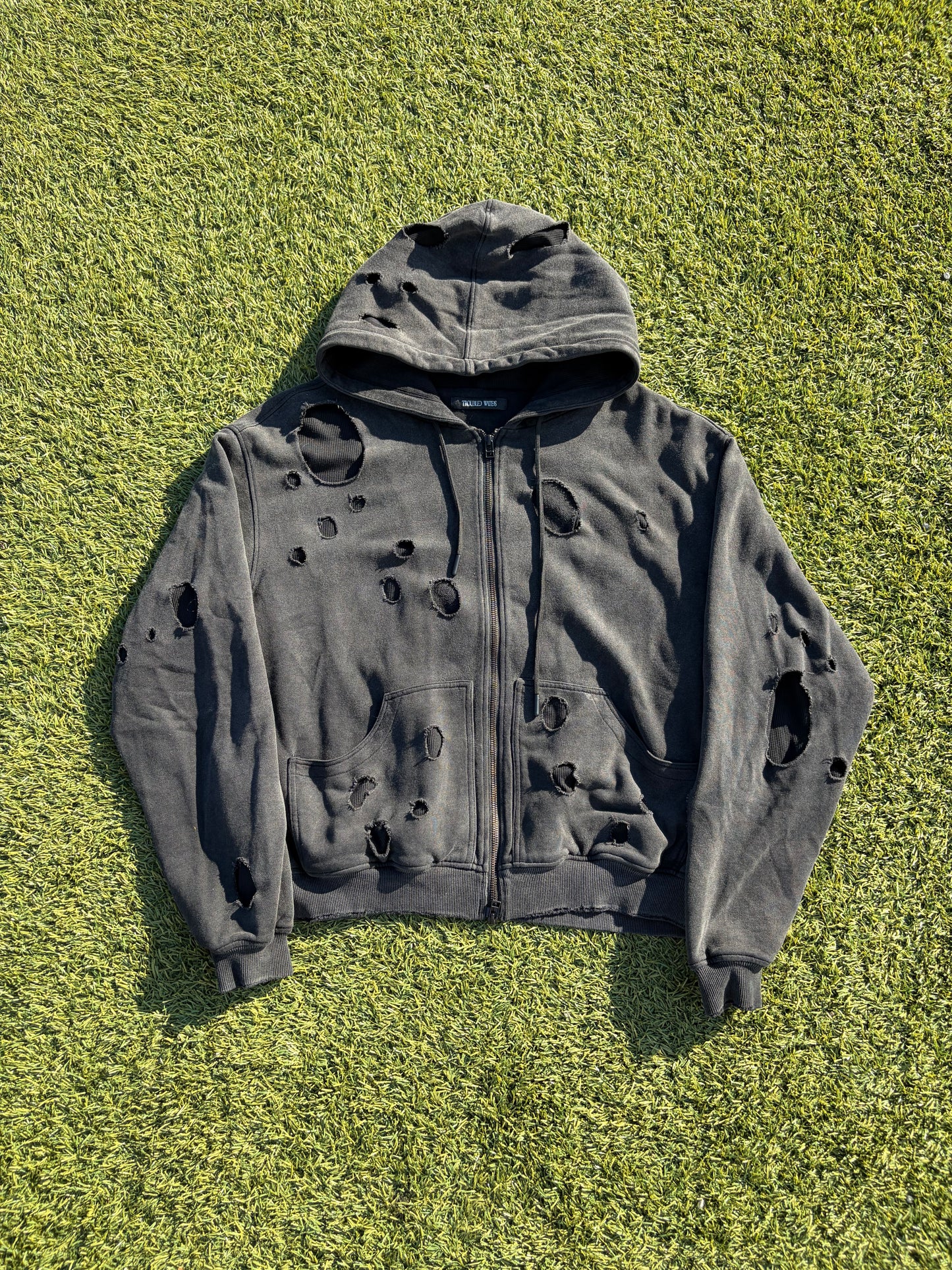 AW26 Troubled Waters Double Layered Bullet Thermal Zip Up Hoodie
