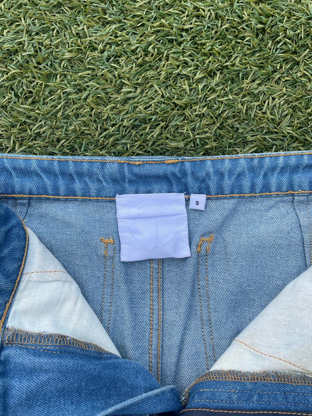AW19 Telfar Hybrid Panel Leather Denim