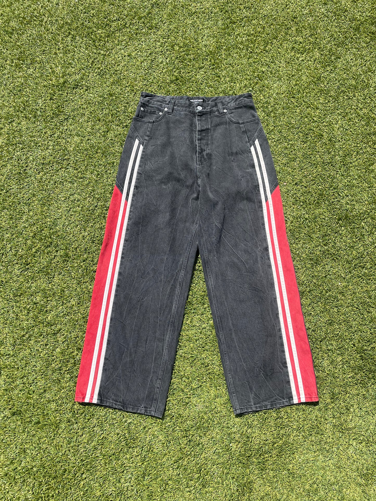 SS21 Balenciaga ‘Sport B’ Stripe Denim Track Set