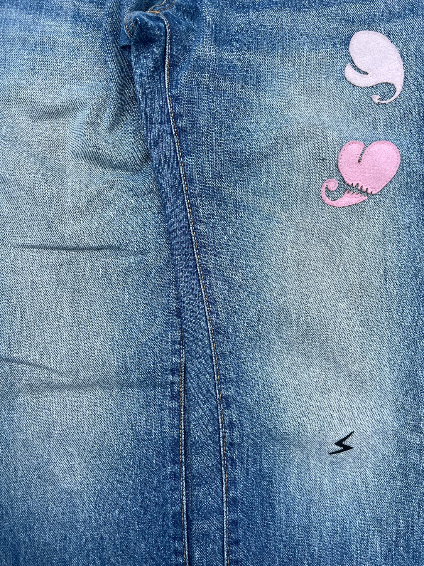 AW05 “Arts & Crafts” - Undercover Pink Hearts Patchwork Distressed Denim