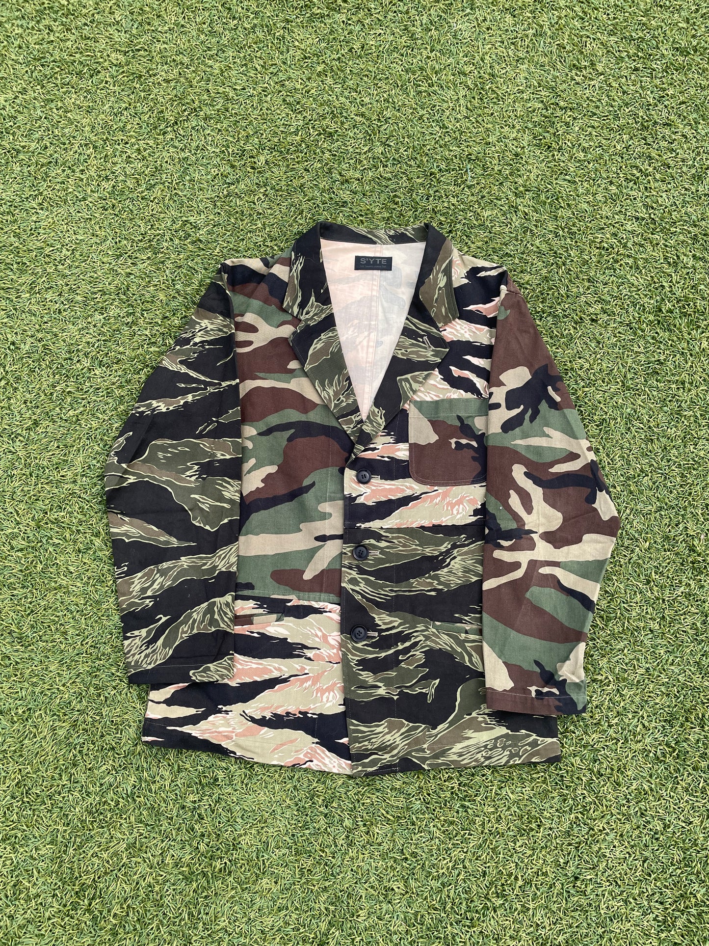 SS20 Yohji Yamamoto S'yte Multi-Camo Panel Military Blazer