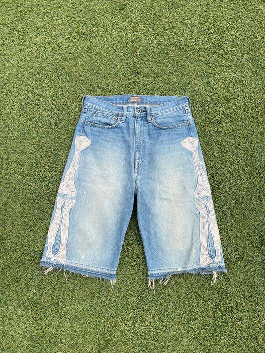 Kapital Bone Lightwash Denim Shorts