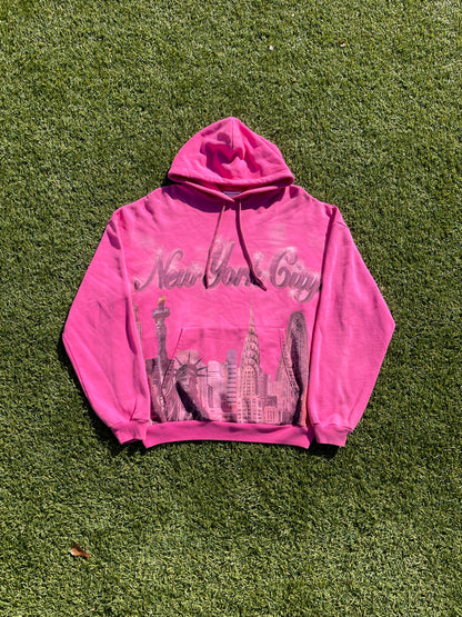 2017 Balenciaga New York City Airbrush Pink Hoodie