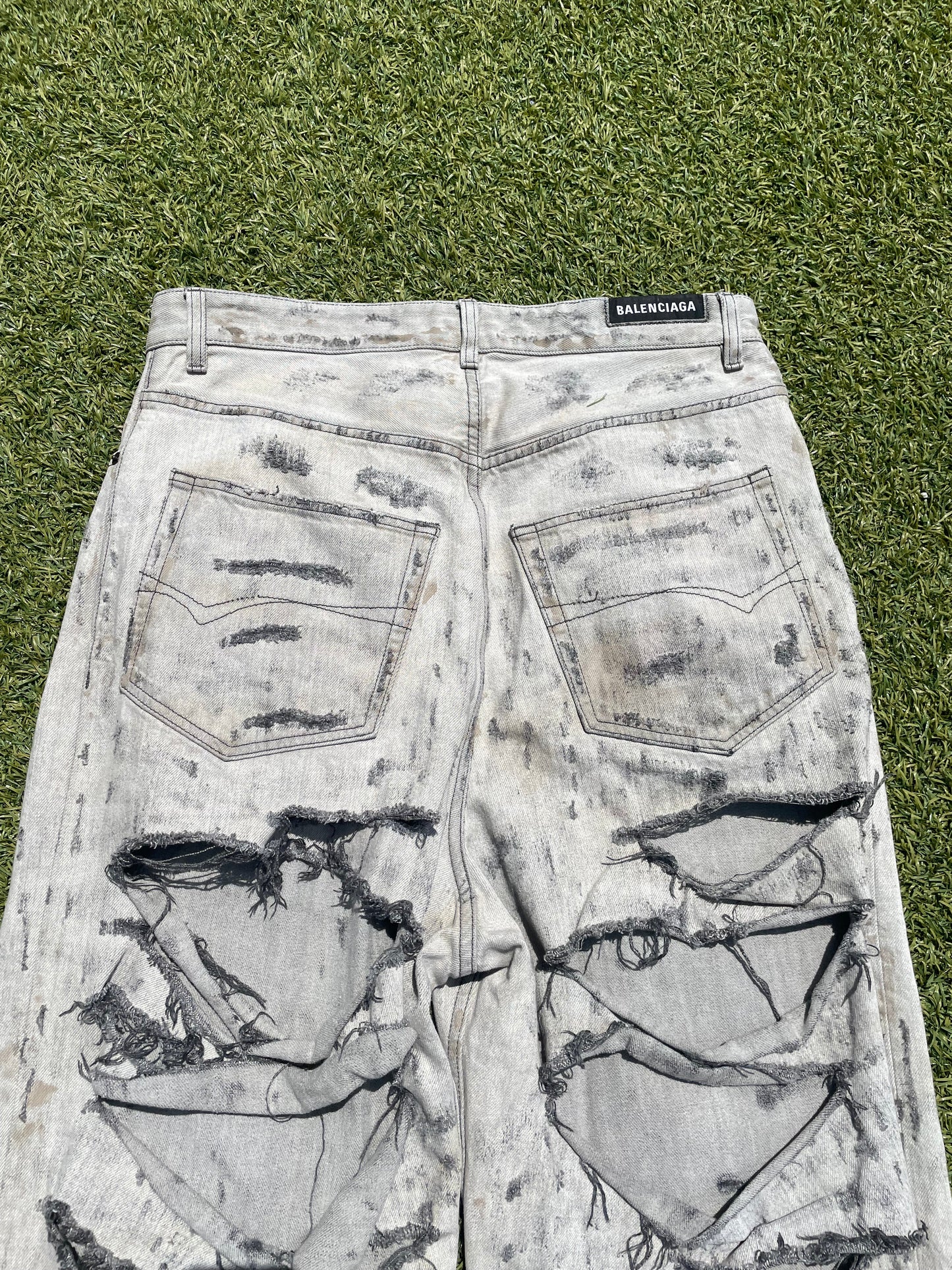 SS23 Balenciaga Distressed Destroyed Mudwash Denim