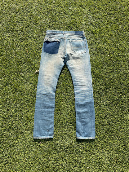 AW04 “But Beautiful” - Undercover 68 Red Yarn Distressed Denim