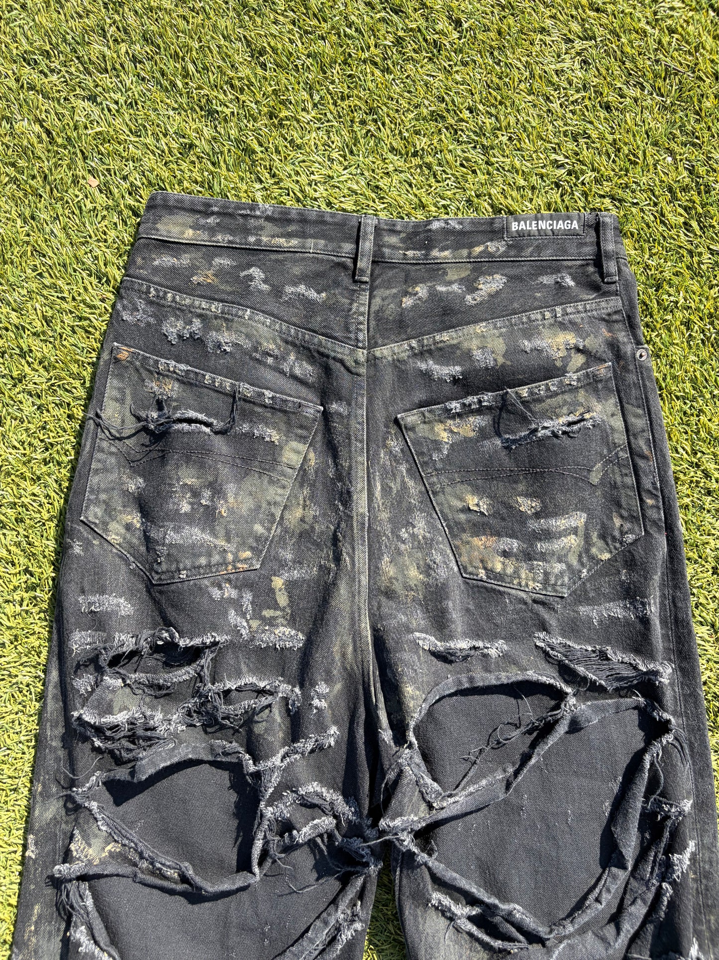 SS23 Balenciaga Distressed Destroyed Mudwash Denim