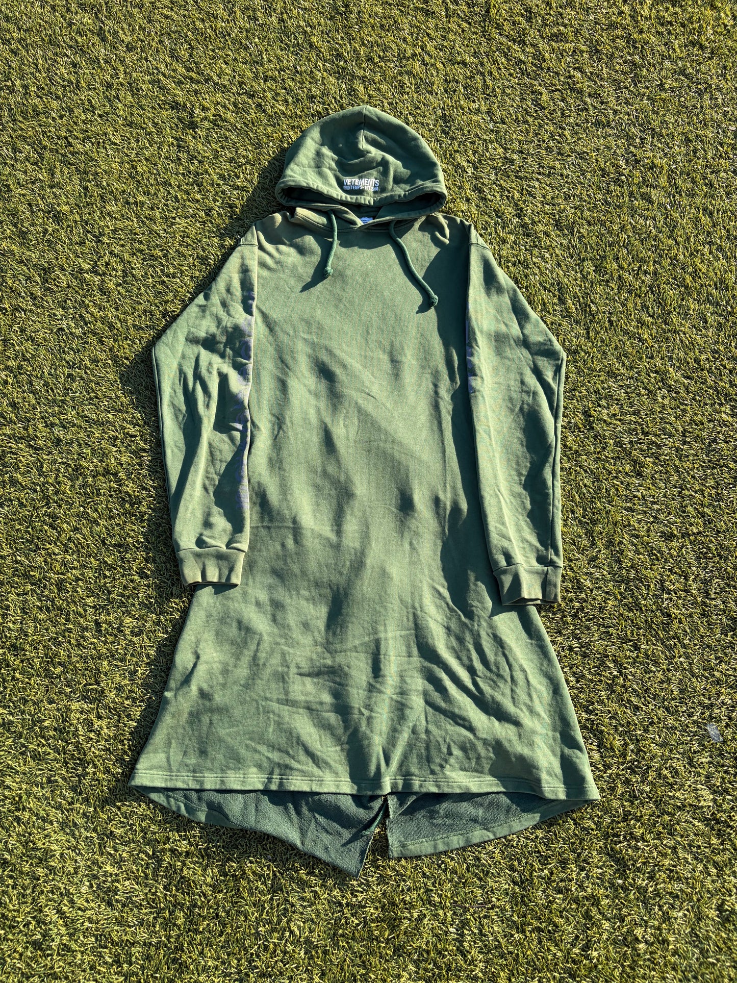 SS16 Vetements Old English Green Midi Dress Hoodie